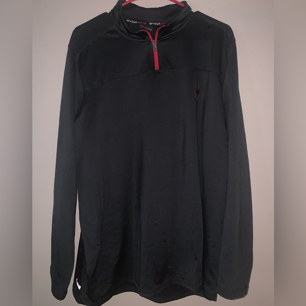 SPYDER ACTIVE Black Long Sleeve Pullover with Red Zipper